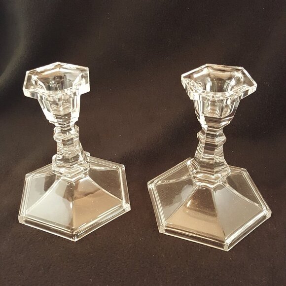 Vintage Lenox Decor Crystal Candlesticks One Pair 5.5” Made In USA Original Box - Picture 2 of 6